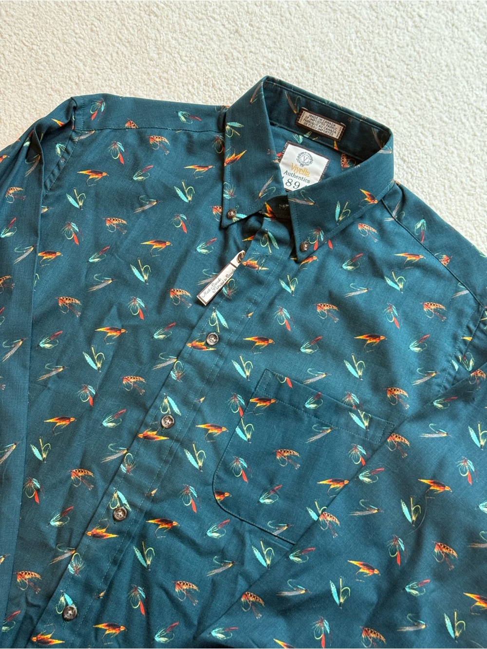 Viyella Authentics Limited Edition Pine Fishing Flies Button Down Shirt M